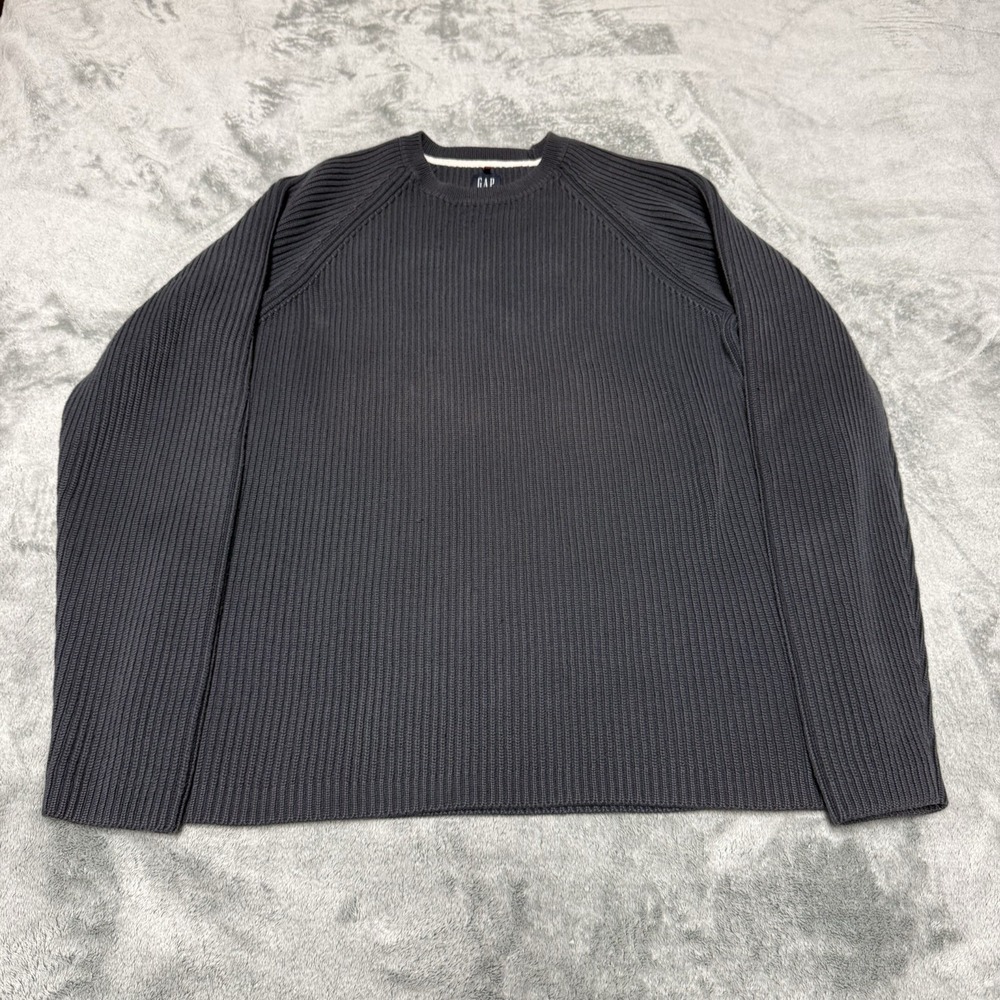 Vintage GAP Women's XL Ribbed Knit Sweater Gray Blue Vintage Y2K Faded